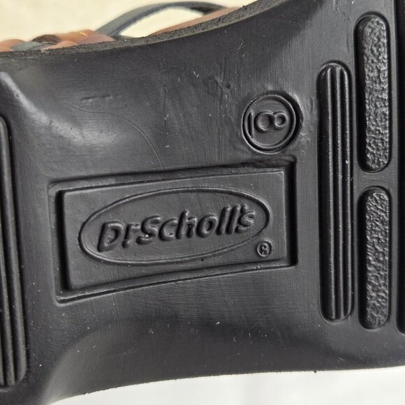 Dr Scholl's Size 8 Brown Leather Slingback Sandals Two-Tone Woven Cushioned - Picture 9 of 16